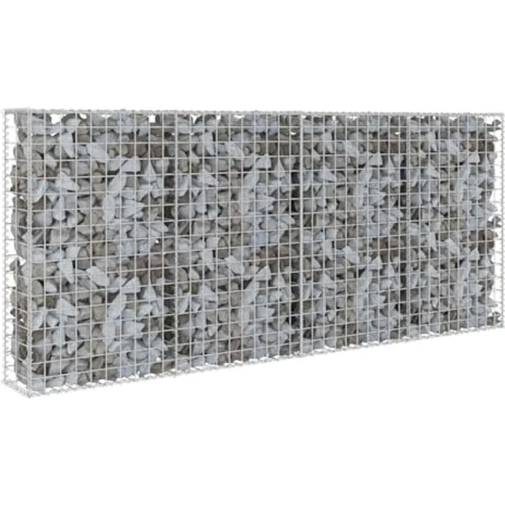 vidaXL Gabionenwand mit Abdeckung Verzinkter Stahl 200×20×85 cm – Bild 2