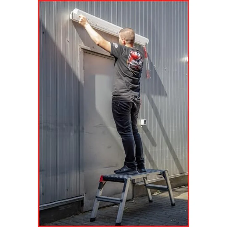 KS Tools Plattformleiter, 127 cm Aluminium-Arbeitsplattform mit rutschfester Oberfläche und Sicherheitsverriegelungen – Bild 7