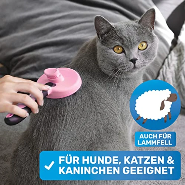 BluePet ZupfZeug Fellpflegebürste für Katzen und Hunde - Katzenbürste Langhaar Selbstreinigend - Zupfbürste - Fellpflege Britisch Kurzhaar - Hundebürste – Bild 2