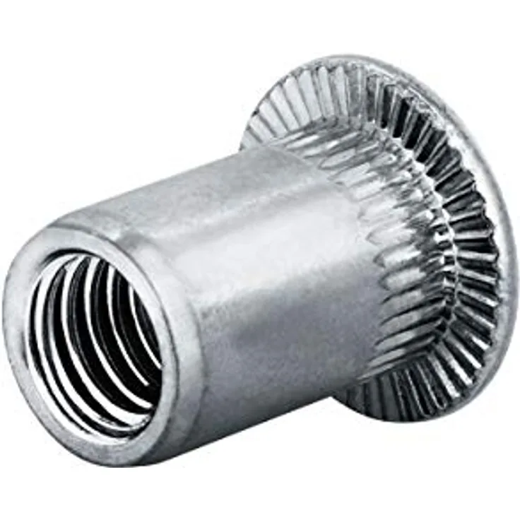 GOEBEL® GO-NUT Blindnietmuttern M6, 250 Stück, verzinkter Stahl, Flachkopf, Rundschaft, gerändelt, Schaftende offen, Ø 8,9 x L 14,5 mm