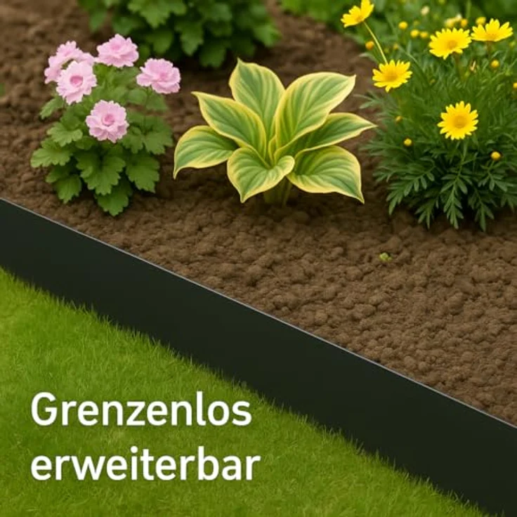 INTERGARDEN Rasenkante Metall Anthrazit, Beeteinfassung 6m, 16cm Höhe, lackiert, verzinkter Stahl – Bild 5