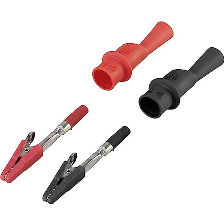 VOLTCRAFT MSK-104, Krokodilklemme Stecker 4 mm, CAT III 1000 V, CAT IV 600 V, schwarz/rot – Bild 2