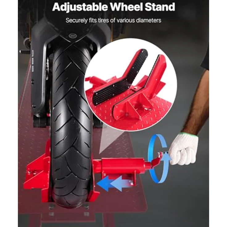 VEVOR Hydraulischer Motorradheber, Motorradlift mit max. Hubhöhe 787 mm, Tragkraft 453,59 kg und Sicherheitsverriegelung für ATVs und Offroad-Motorräder – Bild 5