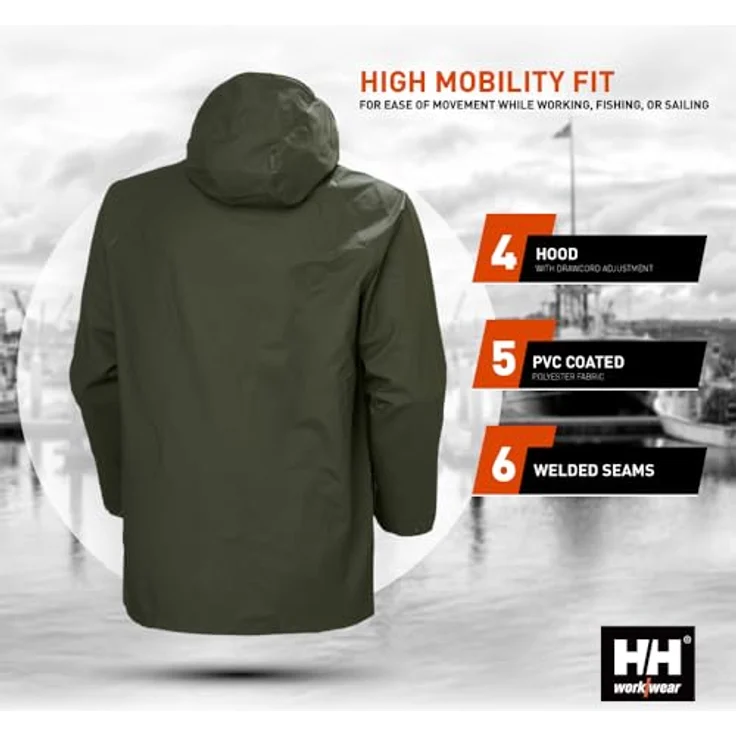 Helly Hansen Workwear Unisex 70129 Helly Hansen Workwear, Grün, S EU - Zertifizierte Regenschutz-Arbeitsjacke – Bild 5