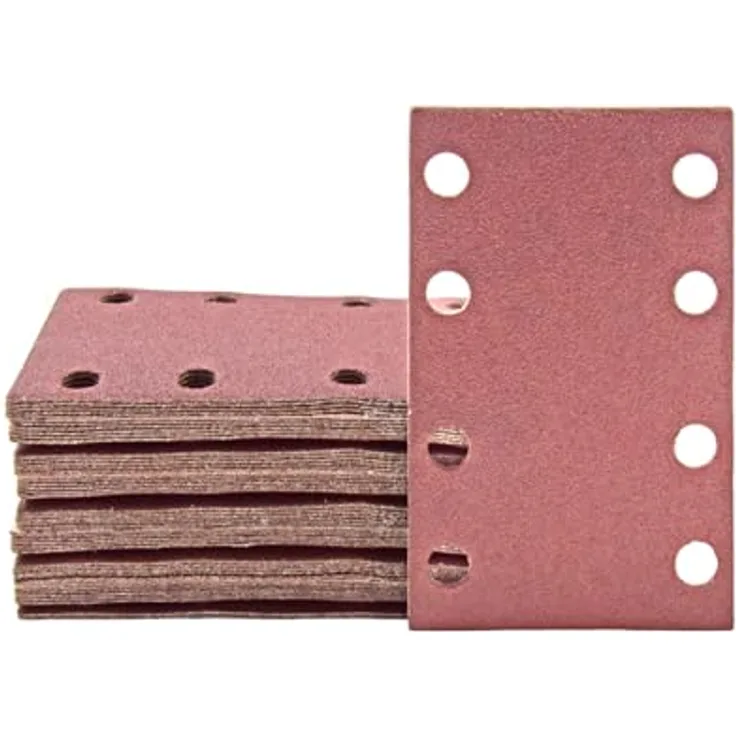 MioTools Fox Klett-Schleifblätter, 133 x 80 mm, 8-Loch, Normalkorund K80, für Schwingschleifer, 50 Stk.