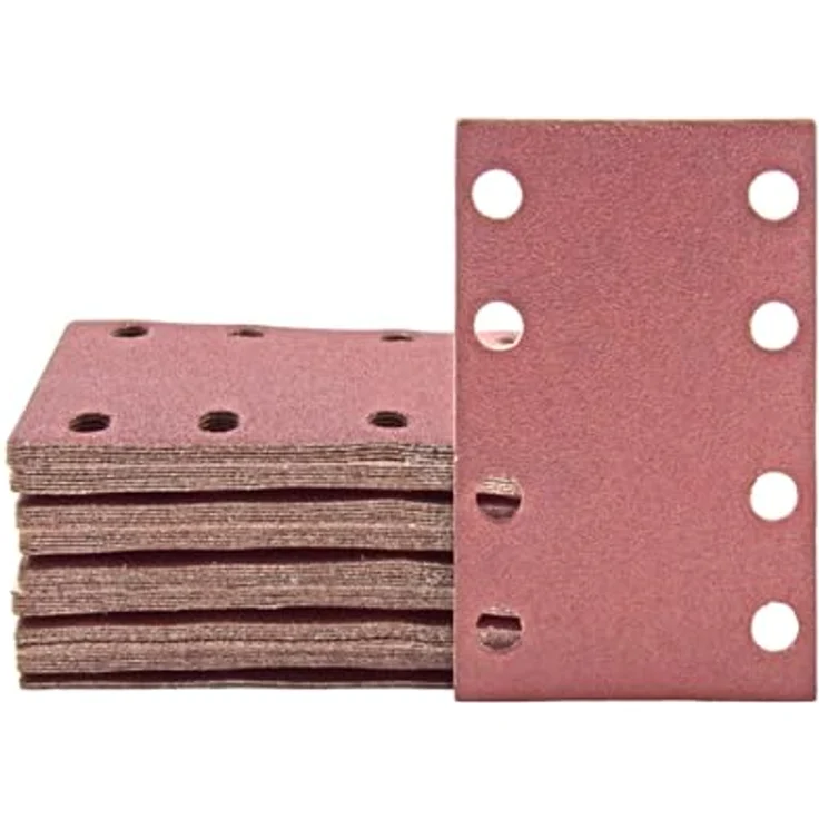 MioTools Fox Klett-Schleifblätter, 133 x 80 mm, 8-Loch, Normalkorund K80, für Schwingschleifer, 50 Stk. – Bild 1