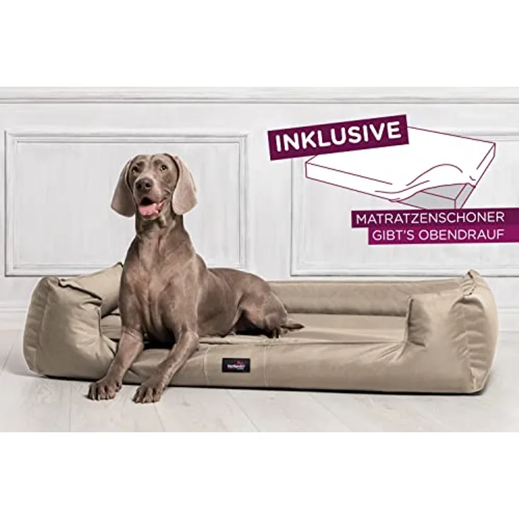 tierlando® Orthopädisches Hundebett Goofy Polyester | ~ inkl. Matratzenschoner ~ (G4 | 110 x 90 cm, 14 | Beige)