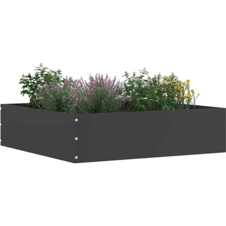 vidaXL Beetumrandung Raseneinfassung, quadratisch aus langlebigem Stahl, schwarz, 50 x 50 x 13 cm – Bild 2