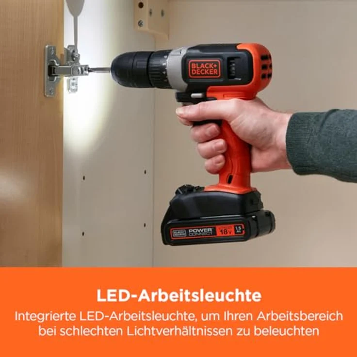 Black+Decker BCD001C1-QW Bohrschrauber 18V 10mm Schnellspannbohrfutter 10-stufige Drehmomentvorwahl – Bild 6