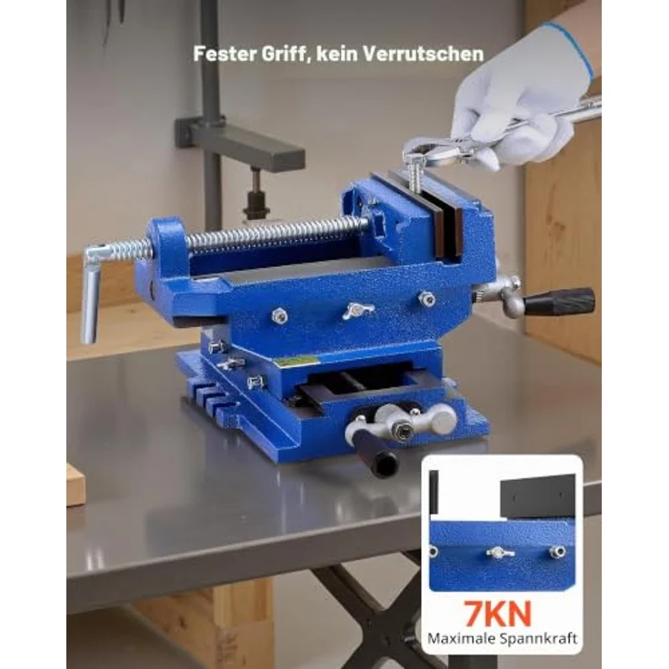 VEVOR Maschinenschraubstock, 15,24 cm Backenbreite, 2-Wege-XY-Achsen-Kreuzschraubstock mit 14,478 cm Backenöffnung, rutschfest und präzise für Holzbearbeitungs-Bohr-CNC-Fräsmaschine – Bild 2
