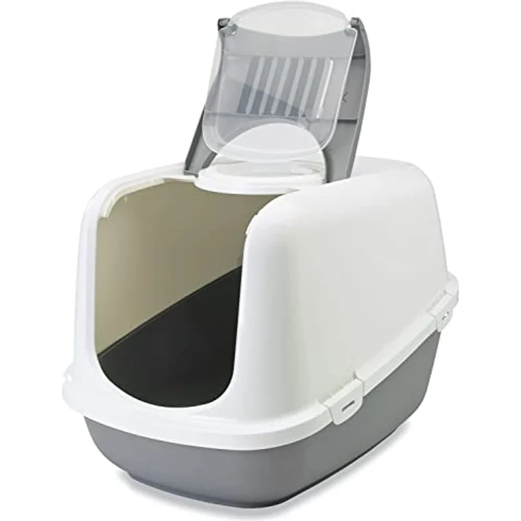 XXL Katzentoilette NESTOR JUMBO weiss-grau speziell für große Katzenrassen – Bild 2