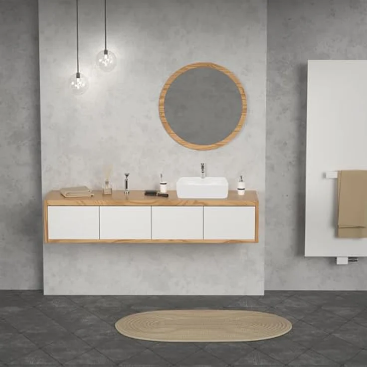 ecd germany Waschbecken Quadratischform ohne Überlauf 480x380x140 mm Weiß aus Keramik – Bild 9