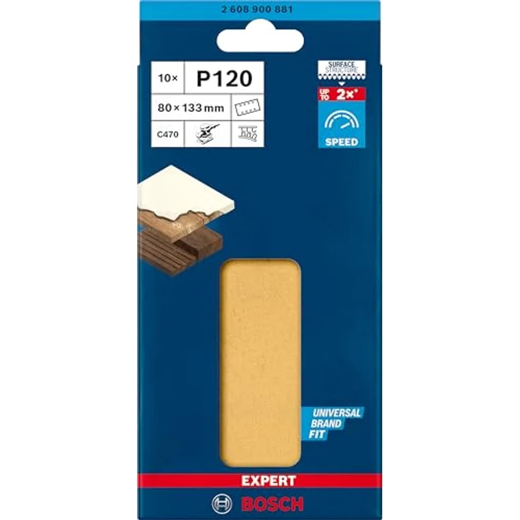 Expert C470 Schleifpapier mit 8 Löchern für Schwingschleifer, 80 x 133 mm, G 120, 10-tlg. - Preisvergleich – Bild 2