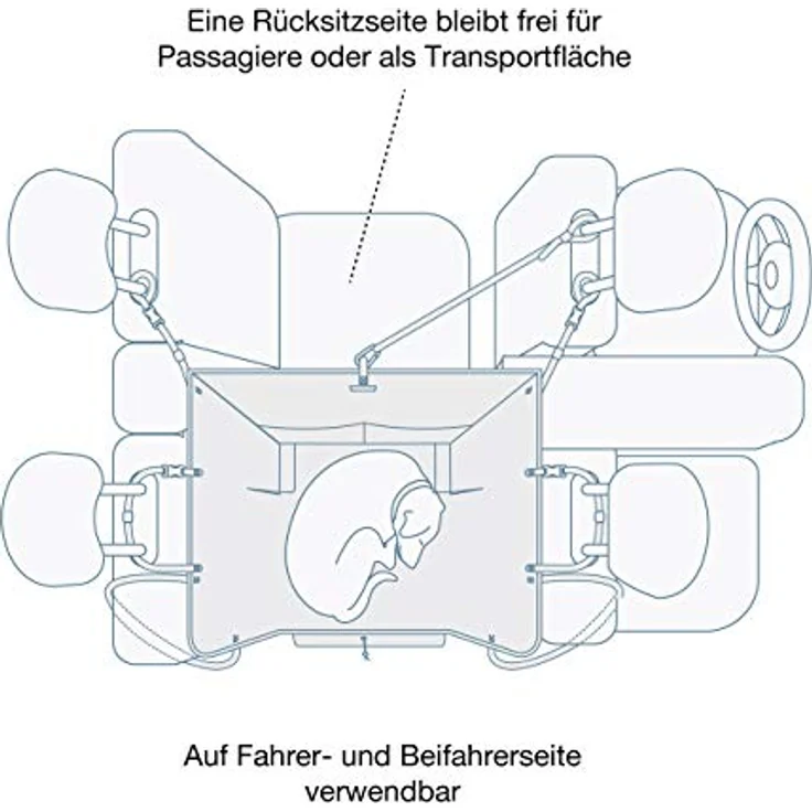 Kurgo Tier-Autoschondecke Heather Half Hammock, wasserdicht und schmutzabweisend, grau – Bild 3