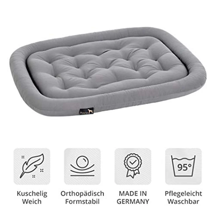 Pointer | Hundekissen waschbar, orthopädisches Hundebett für kleinere Hunde (M - 70x50 cm, Hellgrau) – Bild 2