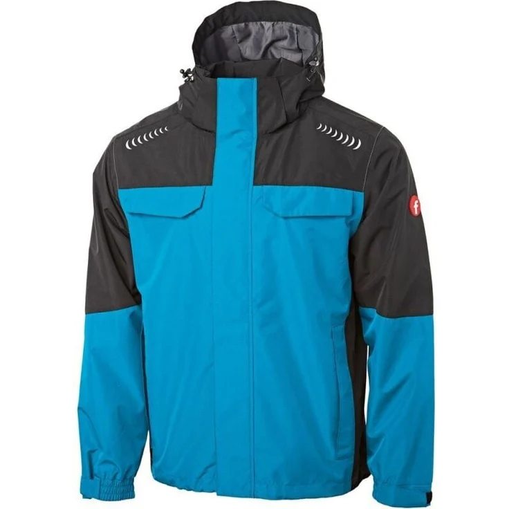 FORTIS Regenjacke Plus, türkis/schwarz, wasserdicht, winddicht, Gr. 4XL, mit abtrennbarer Kapuze und reflektierenden Elementen