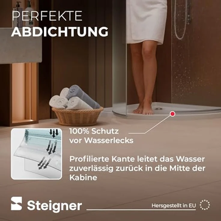 STEIGNER Duschdichtung gebogen UK07, Transparent, Schutz gegen Auslaufen, für Runddusche und Duschkabine Viertelkreis, 30 cm, flexibles Material für 6-8 mm Glas – Bild 3