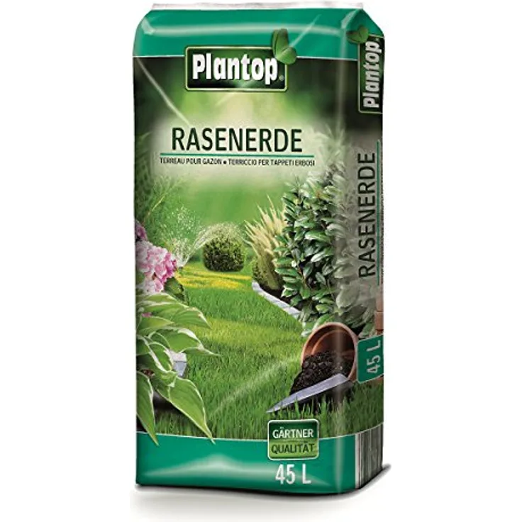 Plantop Rasenerde 45 L, ausgewogene Mischung für gesunde Rasenentwicklung mit optimaler Nährstoffversorgung