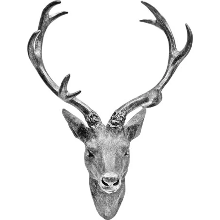 Hirschgeweih Silber Optik 10 Ender 40x30 cm Hirschkopf Wand Deko Jagd Geweih – Bild 2