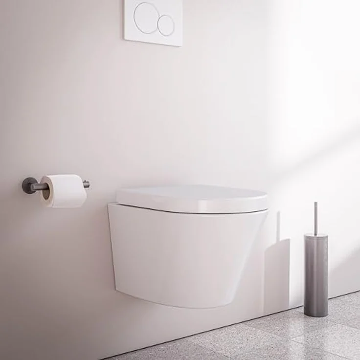 BERNSTEIN Spülrandloses WC 1080R - Platzsparendes Design (47,5 x 36 x 36 cm) - SoftClose-Sitz, Tiefspül-WC mit Nano-Beschichtung, Weiß - Normgerechte Ausführung - Hochwertige Sanitärkeramik – Bild 2