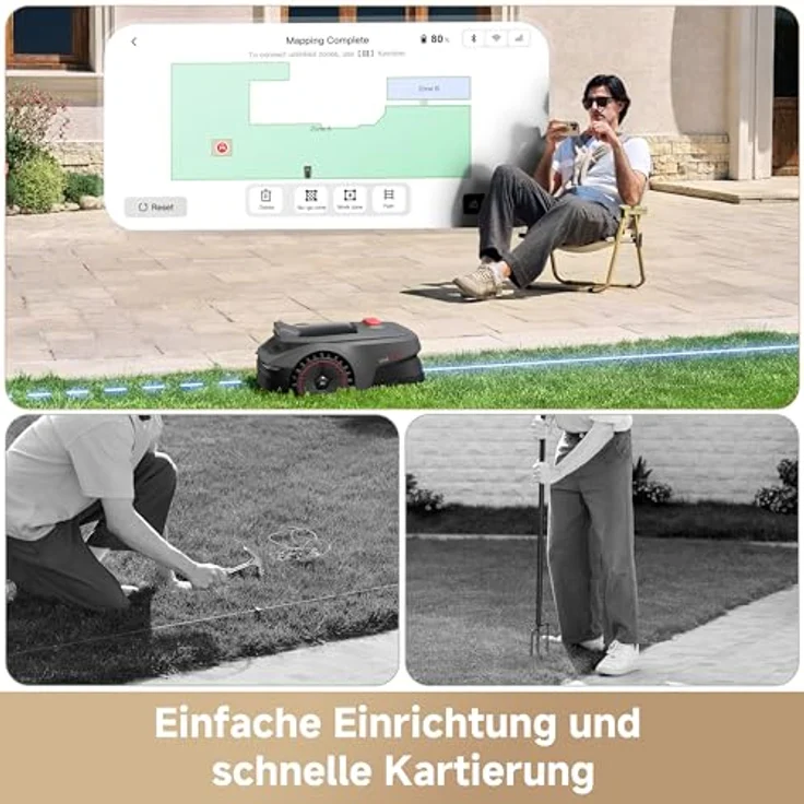MOVA ViAX 250 Mähroboter, 250 m², UltraEyes™ KI-Dual-Vision, U-Bahnplanung, Hindernisvermeidung, App-Steuerung, 50 min Akkulaufzeit – Bild 3