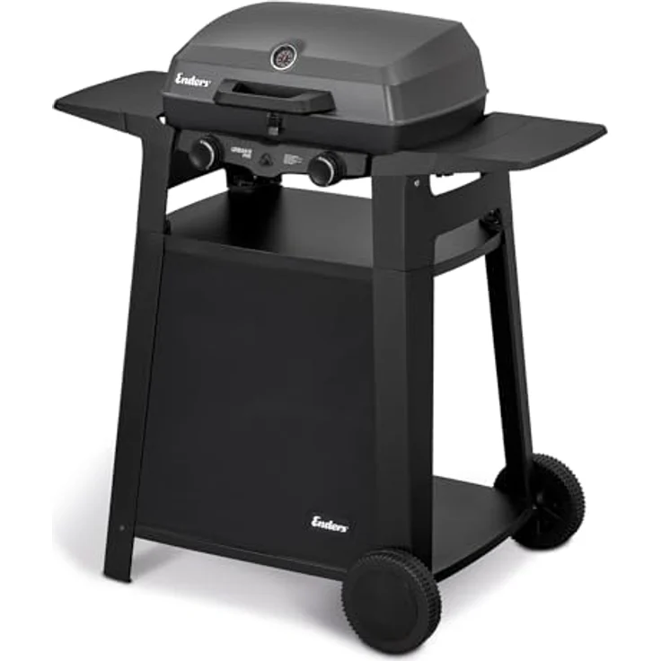 Enders Tisch-Gasgrill URBAN PRO II TROLLEY, mit 2 Edelstahlbrennern, emailliertem Gussrost und abnehmbaren Seitentischen, für Balkon und unterwegs – Bild 1