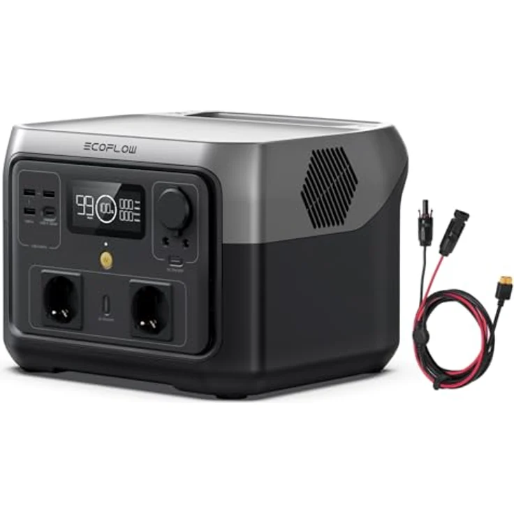 EcoFlow RIVER 2 MAX, Tragbare Powerstation mit 512Wh, XT60 Kabel 3.5M, LiFePO4, Schnellladung in 1 Stunde, LCD Display, App-Steuerung – Bild 1