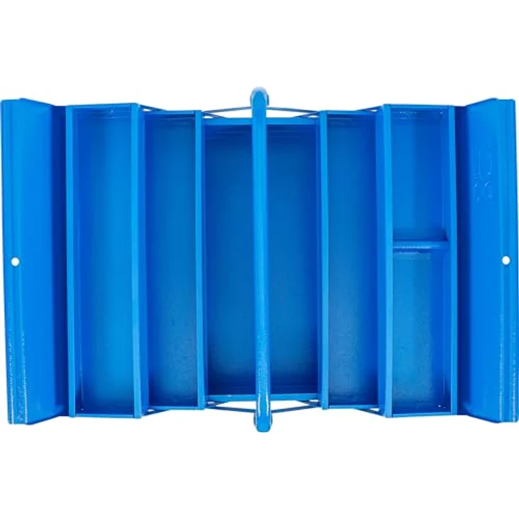 BGS TECHNIC Metall-Werkzeugkasten leer, 5 Fächer, hammerschlagblau, 420 x 200 x 200 mm – Bild 4