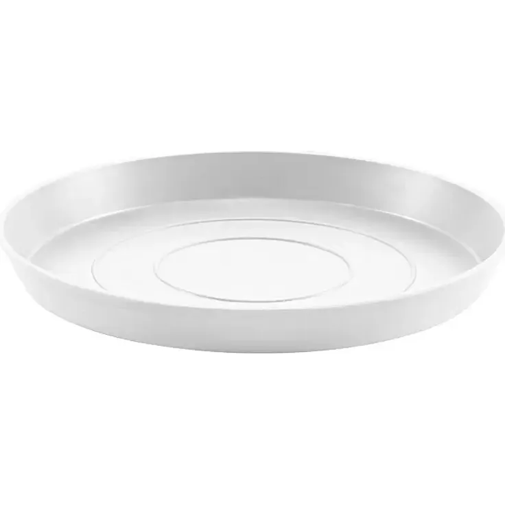 Ecopots Amsterdam Blumentopf-Untersetzer, Ø 36,5 cm x H 3,5 cm, Kunststoff, Weiß, für runde Blumentöpfe
