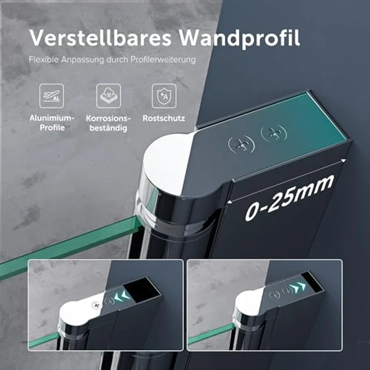 doporro Dusch-Drehtür Duschtür Nischentür dusche Duschabtrennung Duschkabine Teramo24, 85x195 cm - Design Nischenabtrennung mit Drehtür, 6mm ESG-Sicherheitsglas, inkl. beidseitiger NANO-Beschichtung, Aluminiumprofil, Hebe-/Senkmechanismus, Edelstahlgriffe (Klarglas) – Bild 2