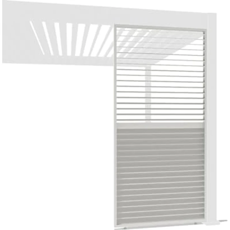 Weide Pavillonseitenteil Aluminium Lamellenwand drehbar für Pergola, individuelle Lichtsteuerung, 0,93 m, Weiß – Bild 1