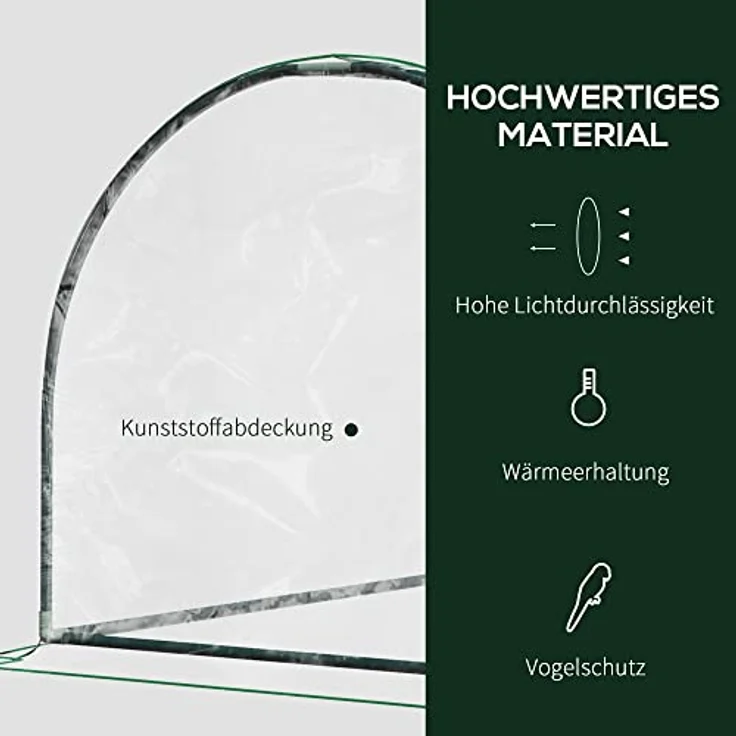 Outsunny Gewächshaus, Treibhaus mit Tür, Frühbeet, Pflanzenhaus, Pflanzenaufzucht, Stahl PVC, 200 x 100 x 80 cm – Bild 4