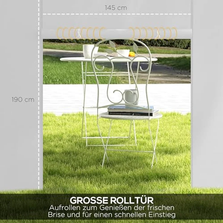 Outsunny Pavillonseitenteil, 2er Set Seitenplanen mit Fenster und Tür, 295x195 cm, für 3x3m oder 3x6m Faltpavillons, Oxford, Weiß – Bild 4