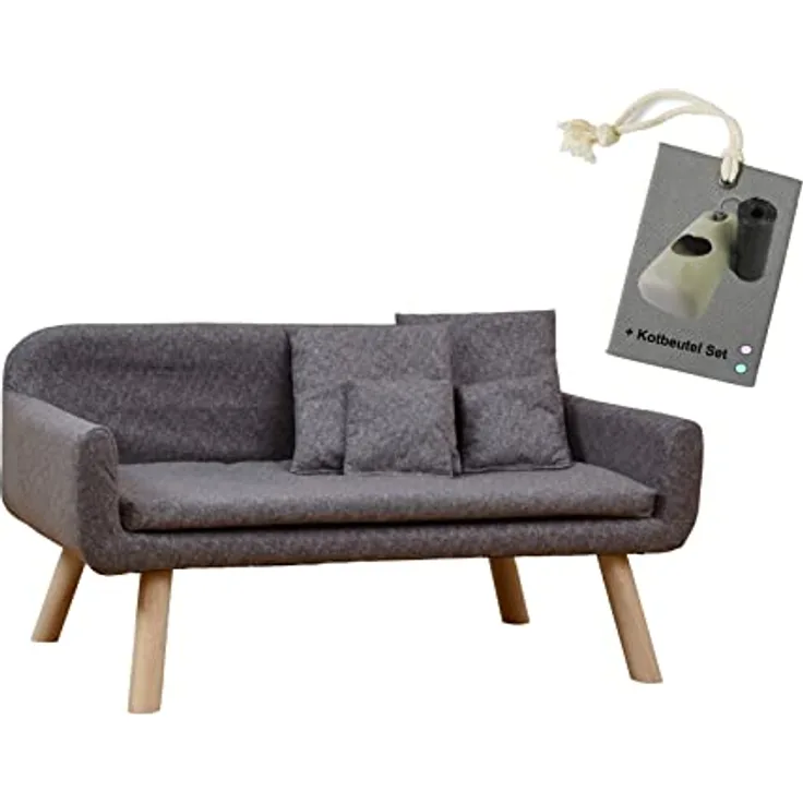 Rohrschneider Hundesofa Hundebett Chicago - Stoffbezug Grau - mit Extra