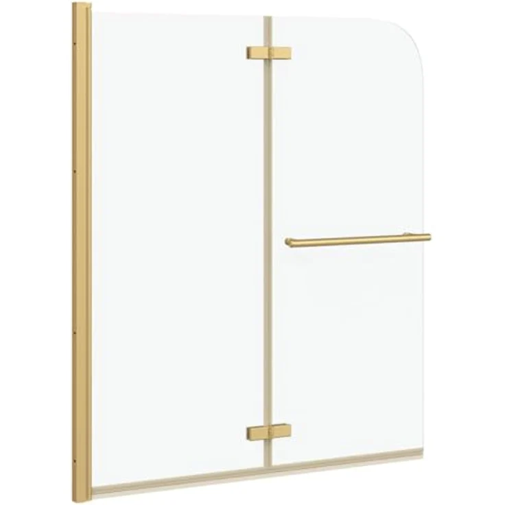 vidaXL Duschwand Duschabtrennung Gold, 120 x 140 cm, ESG-Glas und Aluminium, faltbar und drehbar – Bild 1