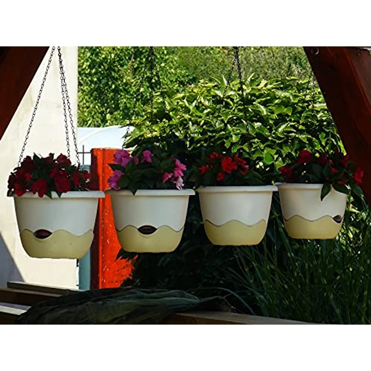 Plastia Blumenampel, Dunkel und Hell Anthrazit, 25 x 25 x 17 cm, Bewässerungsampel MARETA – Bild 7