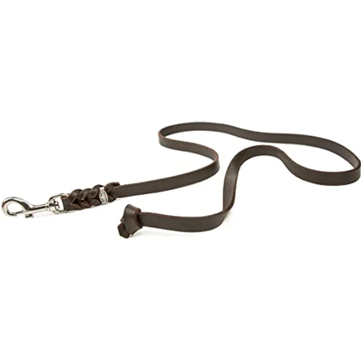CopcoPet - Hundeleine Braun aus Premium Rindsleder - Weiche Schleppleine für Hunde mit Chromkarabiner - Geflochtene Fettlederleine ohne Handschlaufe - Hunde Zubehör Made in Germany (1m x 8mm)