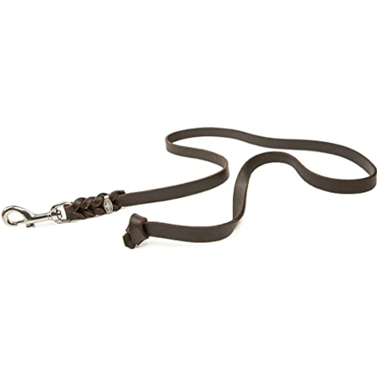 CopcoPet - Hundeleine Braun aus Premium Rindsleder - Weiche Schleppleine für Hunde mit Chromkarabiner - Geflochtene Fettlederleine ohne Handschlaufe - Hunde Zubehör Made in Germany (1m x 8mm) – Bild 1