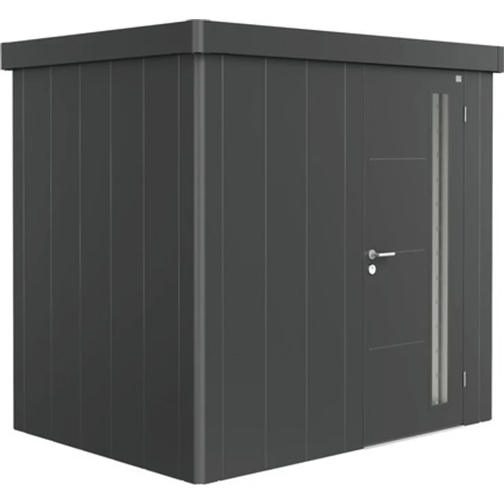 Biohort Gerätehaus Neo 1B Standardtür 236 x 180 cm dunkelgrau-metallic, modernes Design mit stabiler Dachkonstruktion