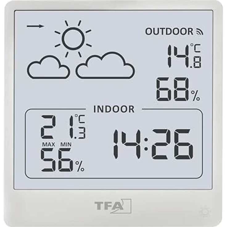 TFA Funk-Wetterstation, Wetterstation mit Innen- und Aussenfeuchtemessung, Reichweite bis 60 m, Mehrfarbig – Bild 5
