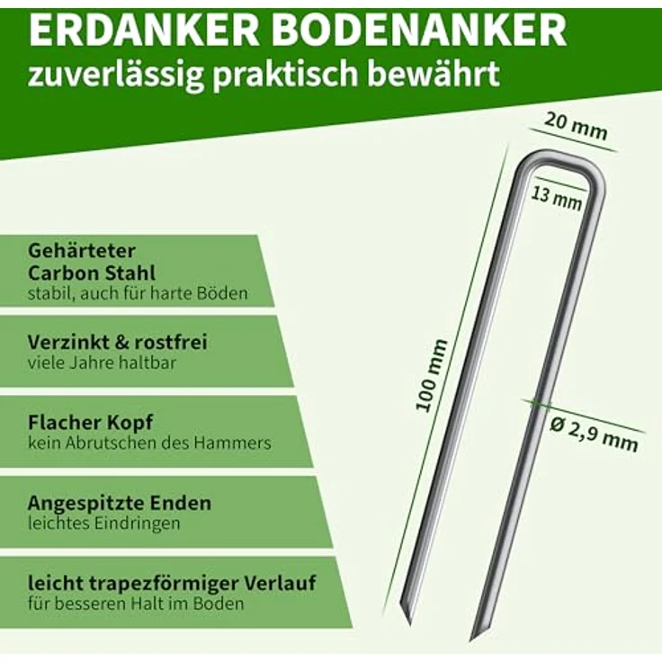 TTL GARDEN Unkrautvlies 50g/m², 30m² (2x15m) schwarz, reißfest, UV-stabil, atmungsaktiv mit 50 verzinkten Erdankern – Bild 4