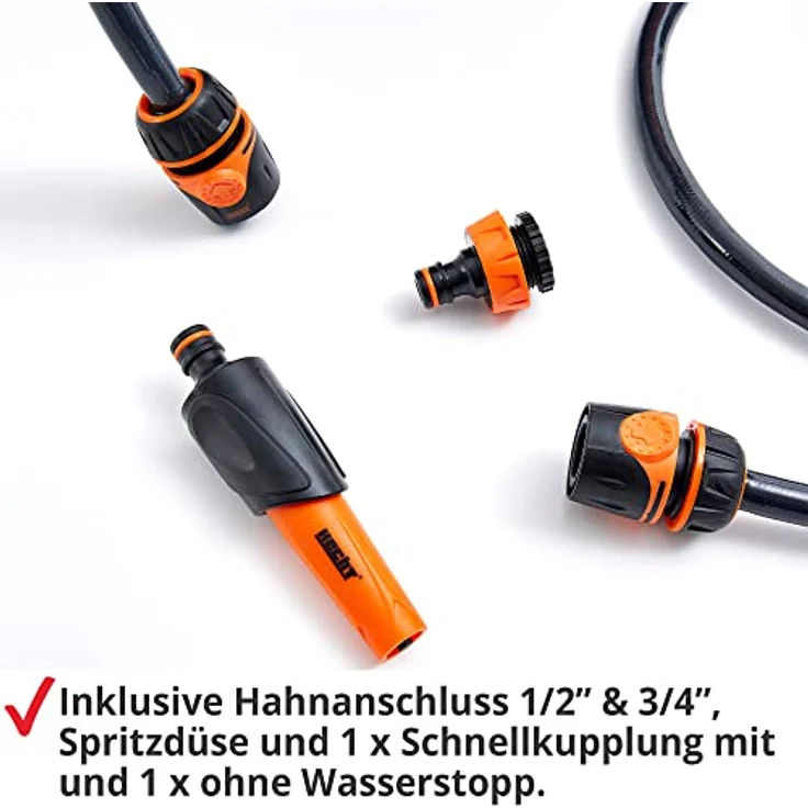 HECHT Automatik Wand Schlauchtrommel, 20m oder 30m Gartenschlauch, inkl. Wandhalterung, Schnellkupplung, Gartenspritze & wahlweise Metall Multifunktions Gartenbrause für Garten Bewässerung – Bild 3