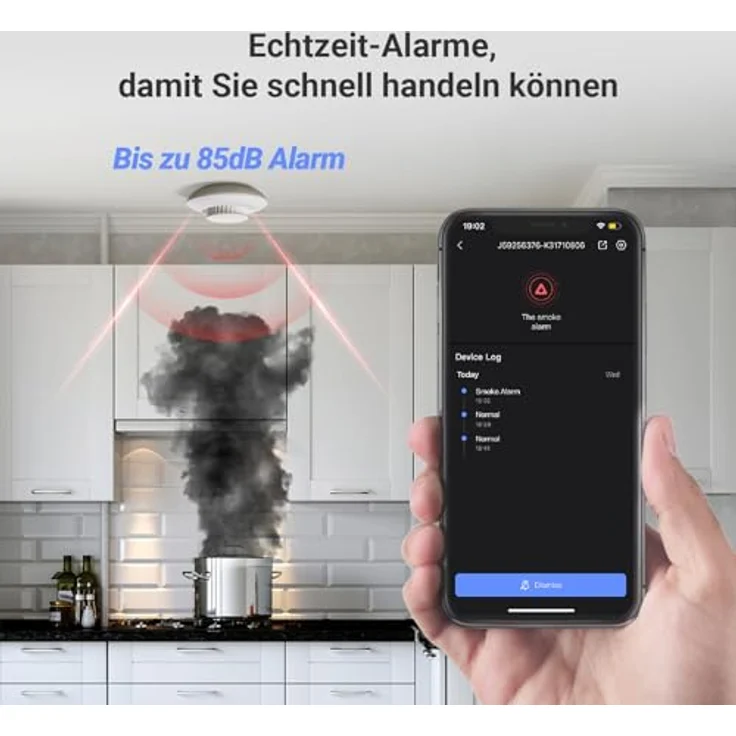 EZVIZ T4C Rauchsensor, batteriebetriebener Rauchmelder mit dual-photoelektrischer Raucherkennung und Integration mit EZVIZ-Kameras – Bild 4