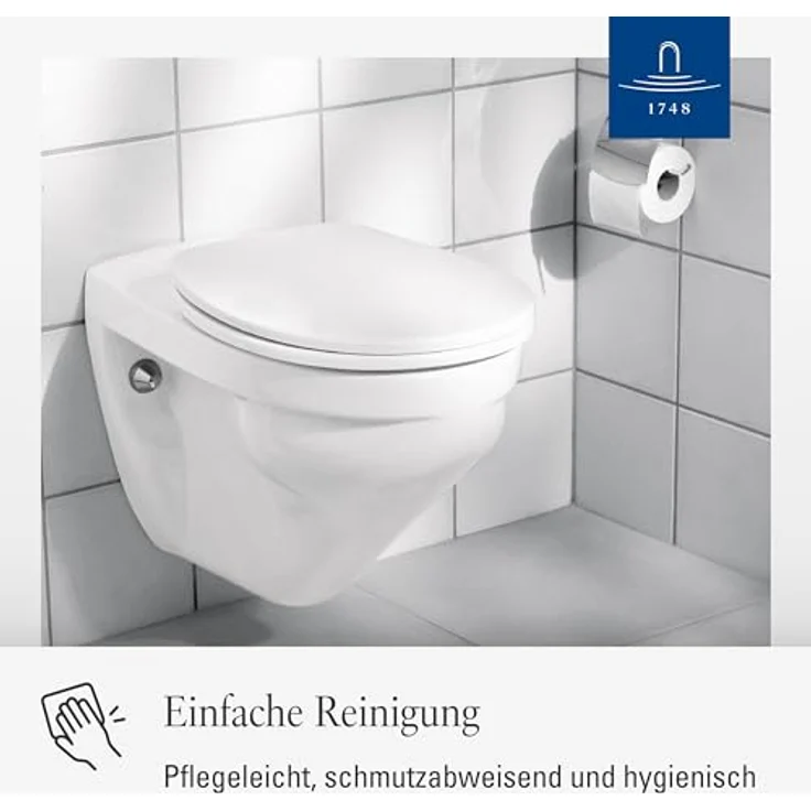 Villeroy & Boch Omnia classic WC-Sitz, Duroplast, Weiß, mit Edelstahl-Scharniere – Bild 4