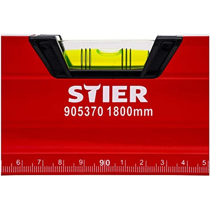 STIER Premium Wasserwaage, mit Magnet und drei Libellen, 1800 mm, 0,5 mm/m, vertikal und horizontal messen, Spiegel-Lotlibelle, präzise Messung, Aluminiumlegierung, doppelt gefräste Oberfläche – Bild 4
