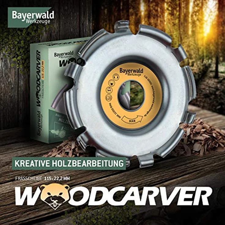 Bayerwald Woodcarver Ø 115 mm - Frässcheibe für Winkelschleifer zur Holzbearbeitung/ideales Werkzeug für Bildhauer & Schnitzer (Woodcarver) – Bild 2