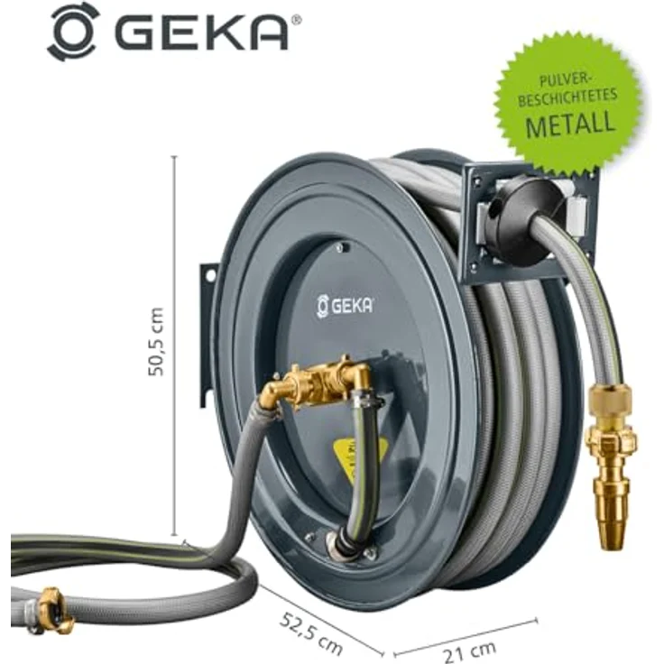 GEKA Schlauchaufroller PA 20 SK für Wasser mit automatischem Rückzug und Schlauchschutz, 3/4 Zoll GEKA, pulv.STA Gehäuse, Schlauchboxen – Bild 3