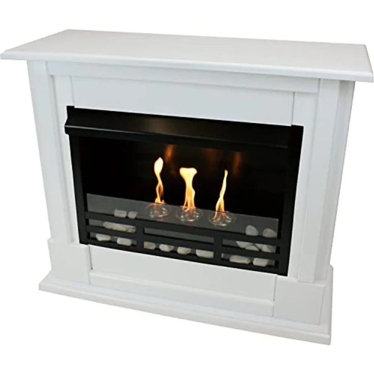 Kaminbau Mierzwa Gel und Ethanol Kamin Modell Emily Premium Royal inkl. Zubehör & Sicherheitsglas Weiß, Made in Germany – Bild 1