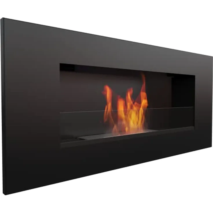 KRATKI Delta 2 Bio-Ethanol-Kamin für den Innenbereich | Für Wandmontage oder Eckeinbau l Biocontainer 0,5 l, TÜV-geprüft | Stahl, 40 x 90 cm, Schwarz