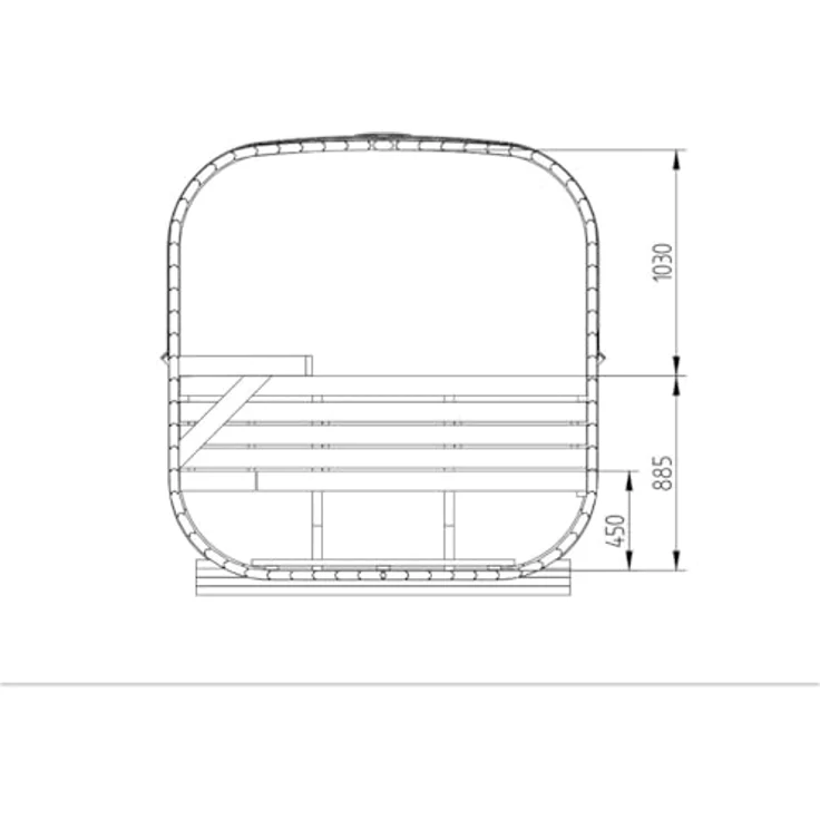 FinnTherm Fasssauna Ellipso M, 42mm, Thermoholz, Außergewöhnliches Design, B 196 x T 119 x H 203 cm – Bild 7